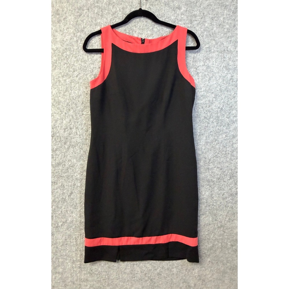 AGB Dress Womens Size 6 Black Coral Colorblock Sleeveless Sheath Shift Dress